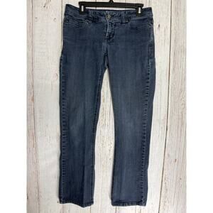 Faded Glory Slim Bootcut Jeans Size 6 Dark Blue Denim Low Rise Cotton PUCKERING